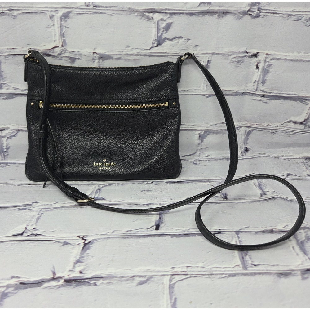 Kate Spade New York Jackson Street Gabriele pebbled black leather crossbody bag